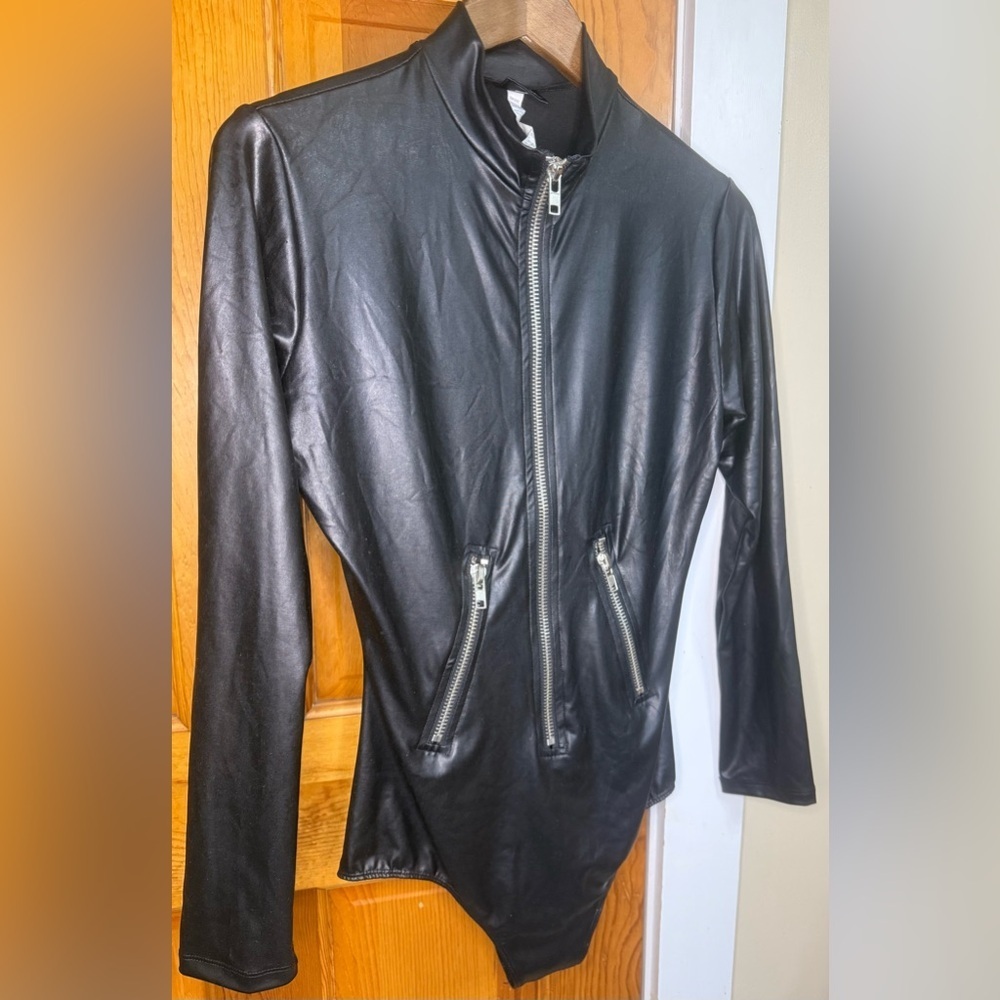 Frederick's of Hollywood Black Zipper Bodysuit - Picture 3 of 6